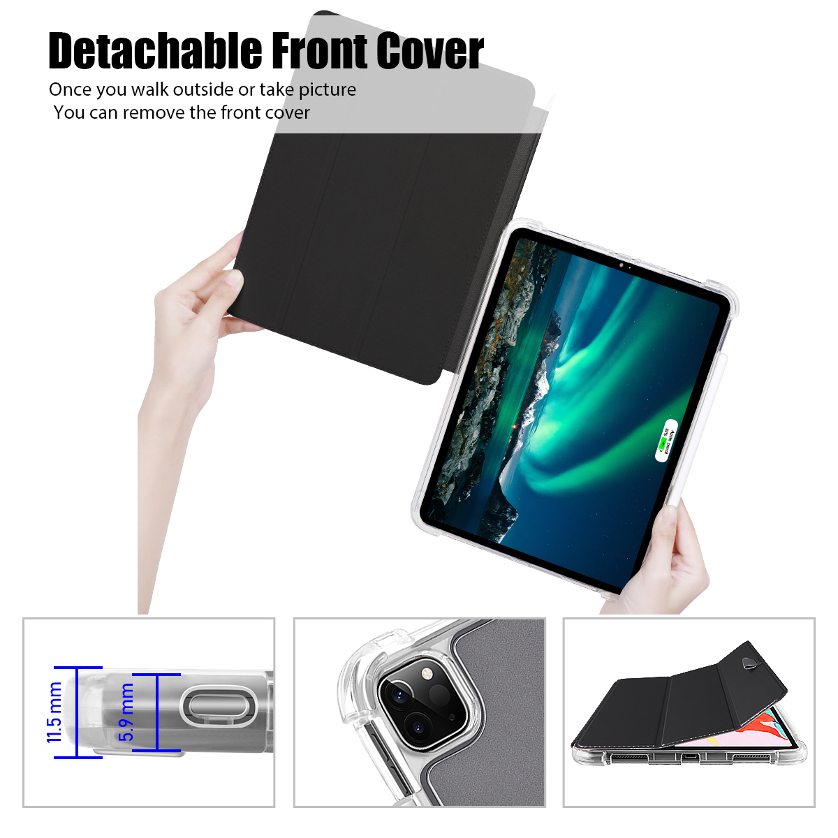 2024 New iPad Air 13 M2  Case with Pencil Holder- Smart Stand Protective Heavy Duty Rugged Armor Cover with Auto Wake/Sleep